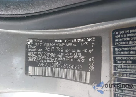 1994 BMW 525 I Automatic z USA, uszkodzony, nr VIN WBAHD632XRGK40679